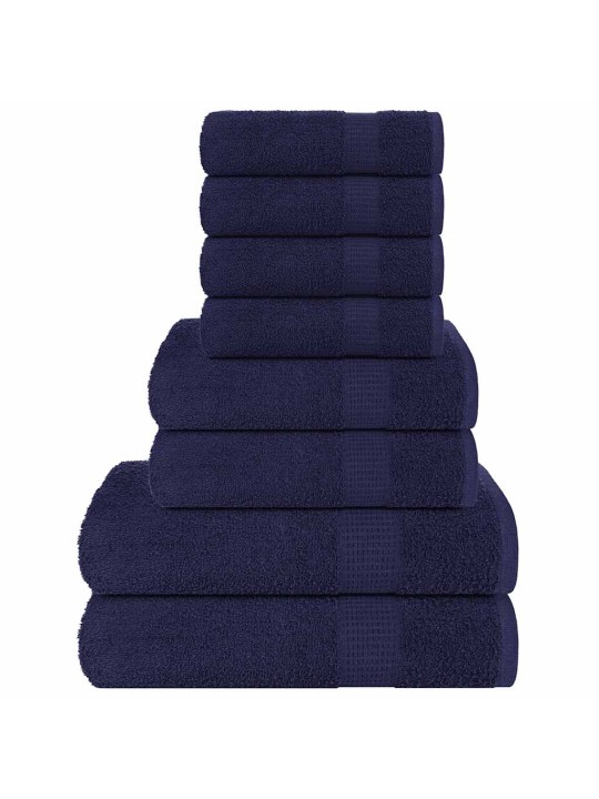 Rankšluosčių rinkinys, 8vnt., mėlyni, 100% medvilnė, 360g/m²