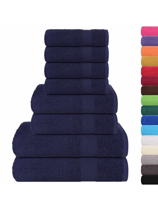 Rankšluosčių rinkinys, 8vnt., mėlyni, 100% medvilnė, 360g/m²