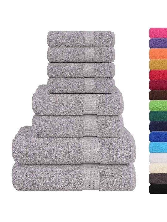 Rankšluosčių rinkinys, 8vnt., pilki, 100% medvilnė, 360g/m²