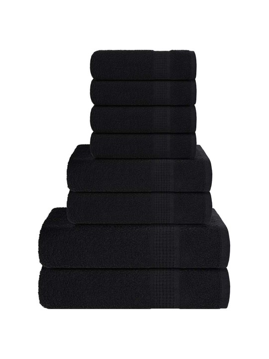 Rankšluosčių rinkinys, 8vnt., juodi, 100% medvilnė, 360g/m²
