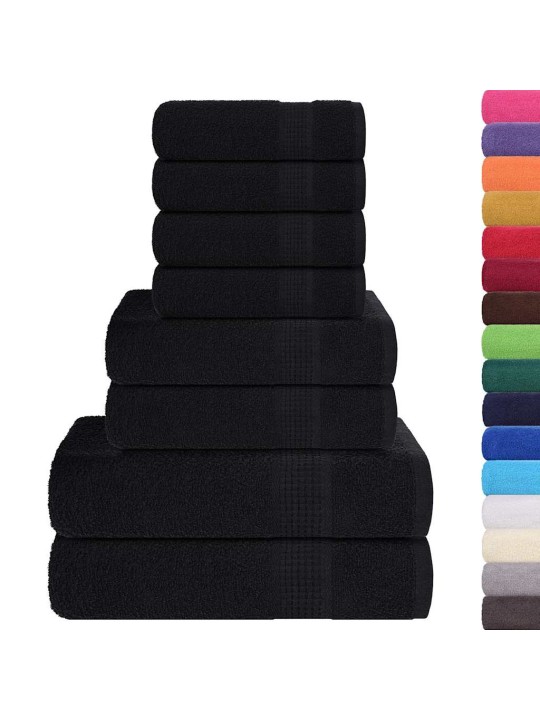 Rankšluosčių rinkinys, 8vnt., juodi, 100% medvilnė, 360g/m²