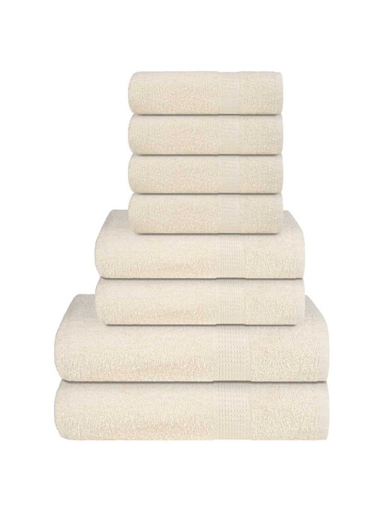 Rankšluosčių rinkinys, 8vnt., kreminiai, 100% medvilnė, 360g/m²