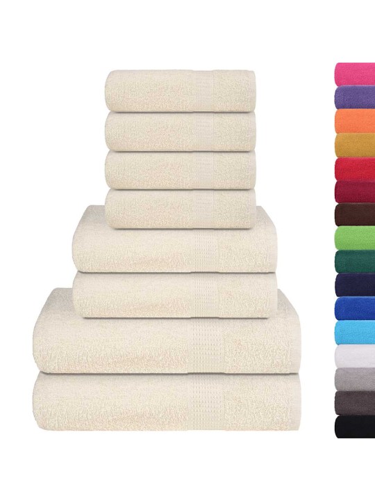 Rankšluosčių rinkinys, 8vnt., kreminiai, 100% medvilnė, 360g/m²