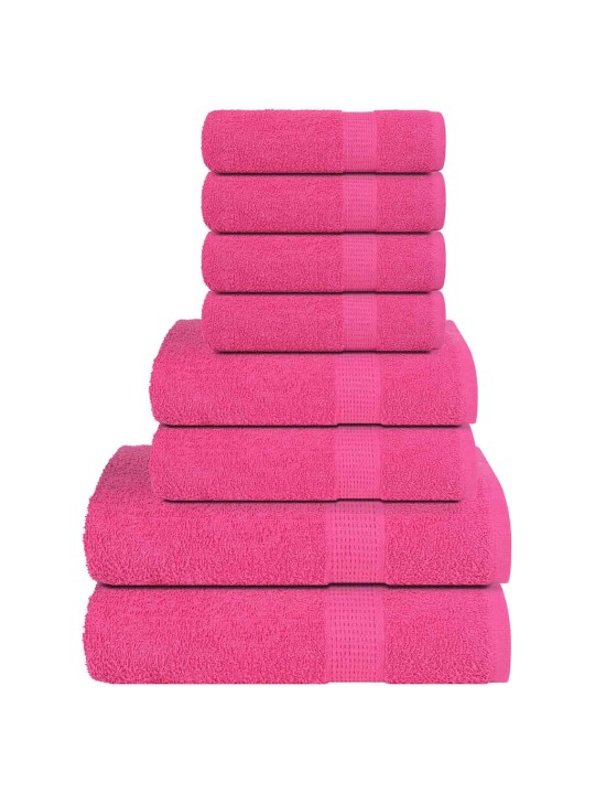 Rankšluosčių rinkinys, 8vnt., rožiniai, 100% medvilnė, 360g/m²