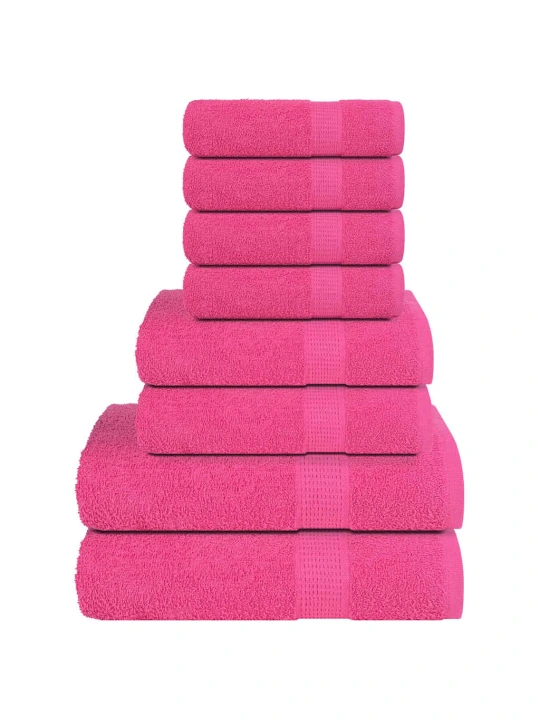 Rankšluosčių rinkinys, 8vnt., rožiniai, 100% medvilnė, 360g/m²