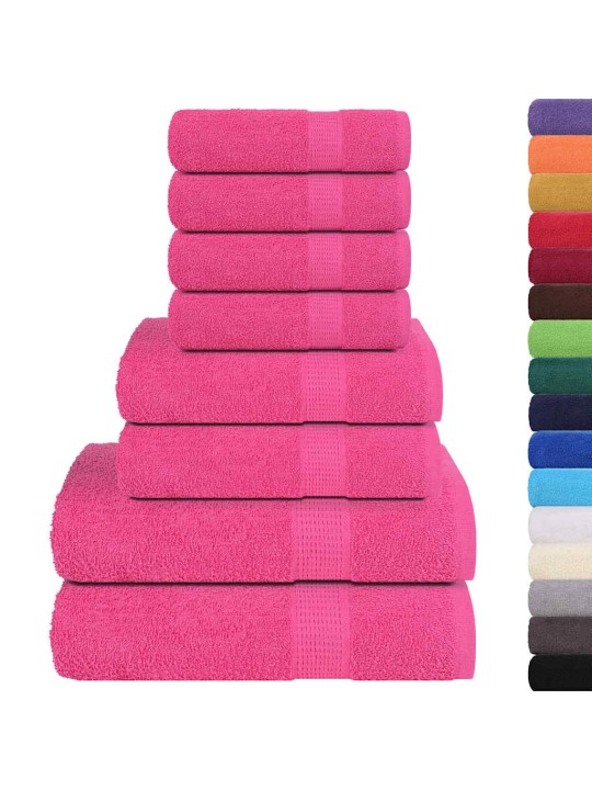 Rankšluosčių rinkinys, 8vnt., rožiniai, 100% medvilnė, 360g/m²