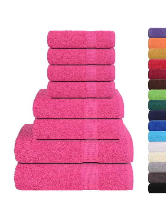 Rankšluosčių rinkinys, 8vnt., rožiniai, 100% medvilnė, 360g/m²