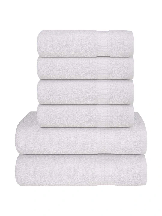 Rankšluosčių rinkinys, 6vnt., balti, 100% medvilnė, 360g/m²