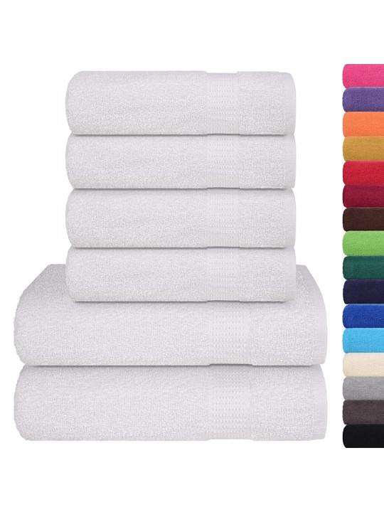 Rankšluosčių rinkinys, 6vnt., balti, 100% medvilnė, 360g/m²