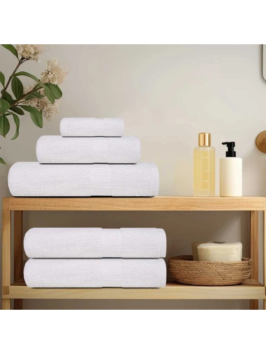 Rankšluosčių rinkinys, 6vnt., balti, 100% medvilnė, 360g/m²