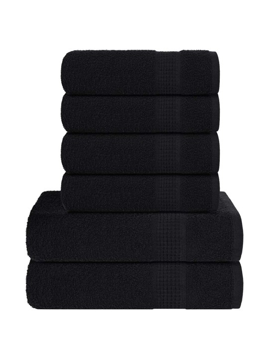 Rankšluosčių rinkinys, 6vnt., juodi, 100% medvilnė, 600g/m²