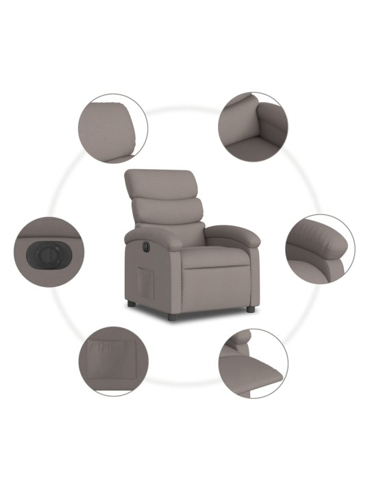 Elektrinis atlošiamas krėslas, taupe spalvos, audinys