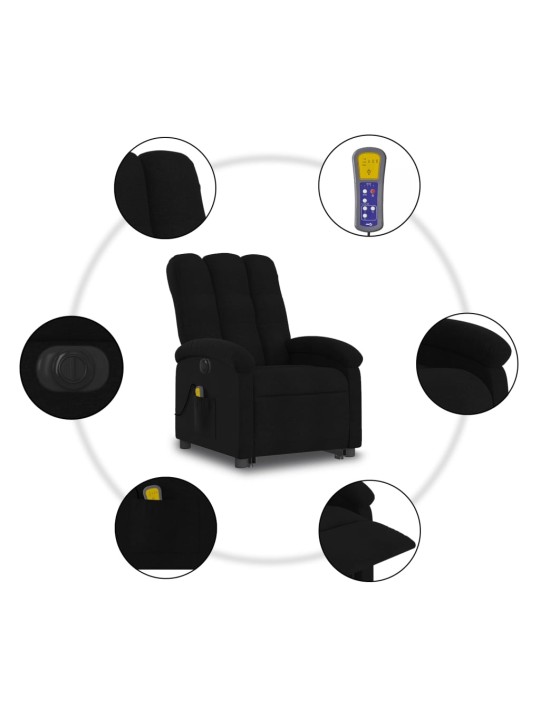 Atsistojantis elektrinis masažinis krėslas, juodas, audinys
