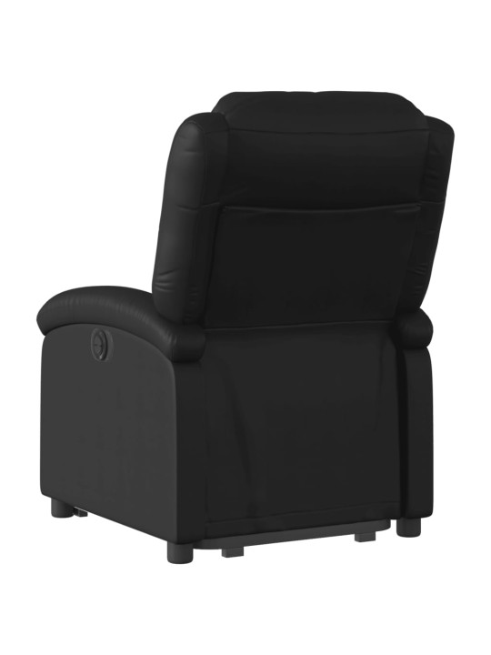 Atsistojantis elektrinis krėslas, juodas, dirbtinė oda