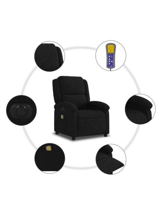 Elektrinis atlošiamas masažinis krėslas, juodas, aksomas