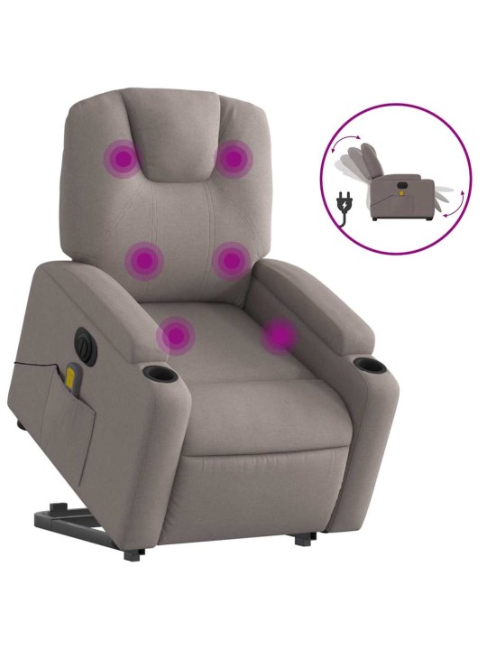 Atsistojantis elektrinis masažinis krėslas, taupe, audinys