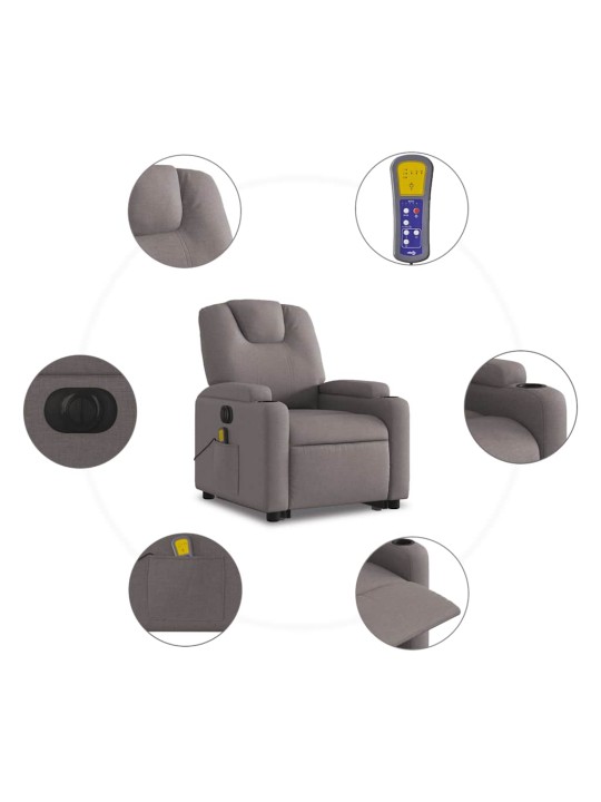 Atsistojantis elektrinis masažinis krėslas, taupe, audinys