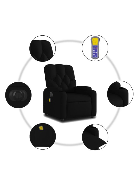 Elektrinis atlošiamas masažinis krėslas, juodas, audinys