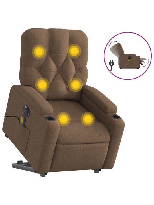 Atsistojantis elektrinis masažinis krėslas, rudas, audinys
