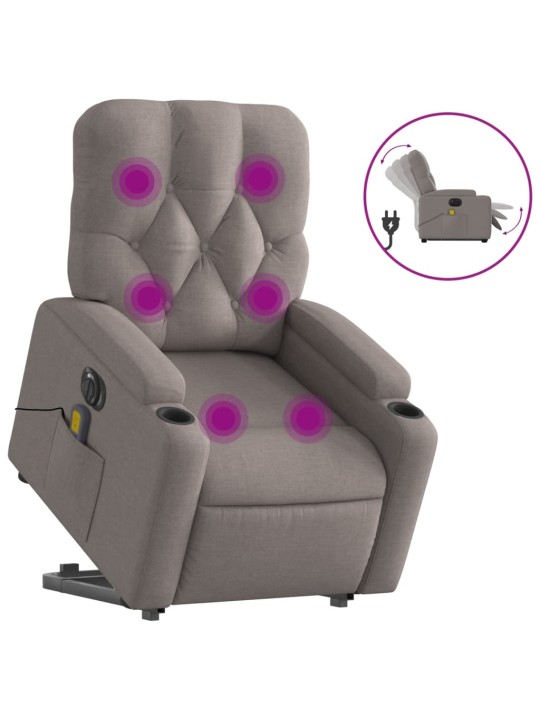 Atsistojantis elektrinis masažinis krėslas, taupe, audinys