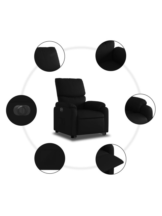 Atsistojantis elektrinis krėslas, juodas, dirbtinė oda