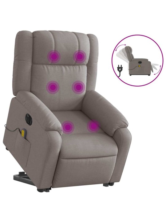 Atsistojantis elektrinis masažinis krėslas, taupe, audinys