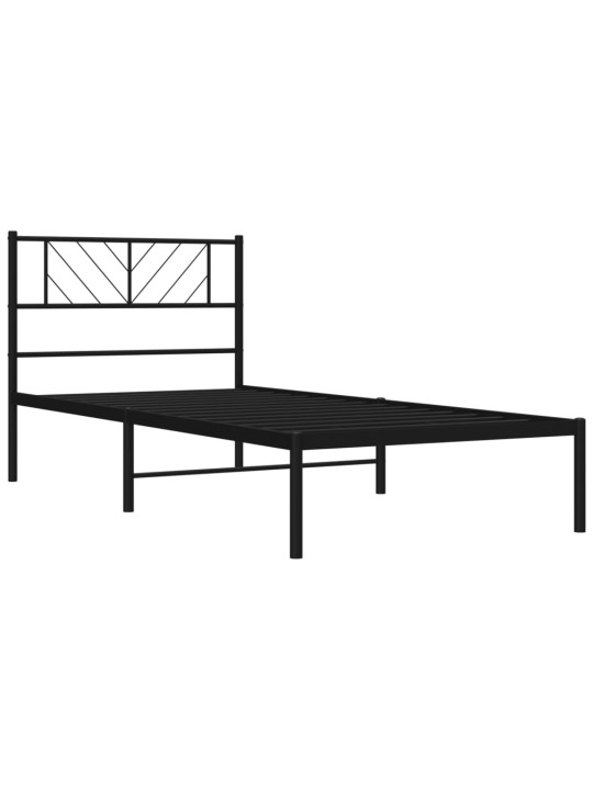 Metalinis lovos rėmas su galvūgaliu, juodos spalvos, 100x200cm