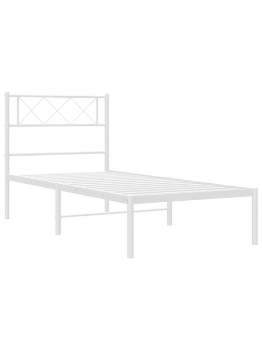 Metalinis lovos rėmas su galvūgaliu, baltos spalvos, 107x203cm