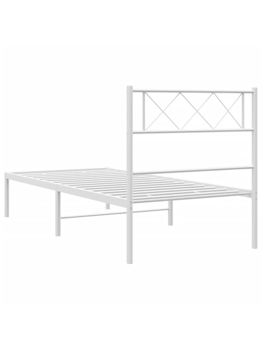 Metalinis lovos rėmas su galvūgaliu, baltos spalvos, 107x203cm
