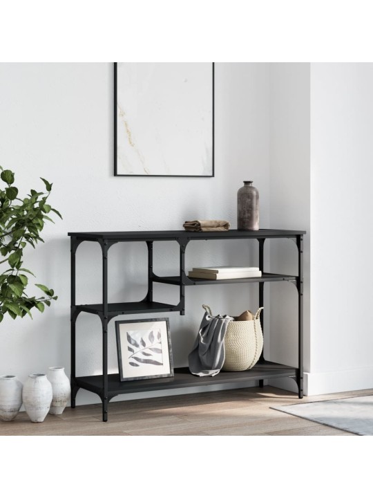 Konsolinis staliukas su lentynomis, juodos spalvos, 100x35x75cm