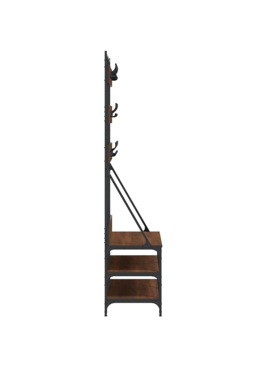 Drabužių kabykla su batų lentynomis, ruda ąžuolo, 100x40x184cm
