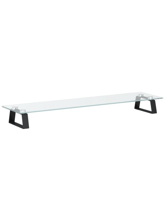 Monitoriaus stovas, juodas, 80x20x8cm, stiklas ir metalas