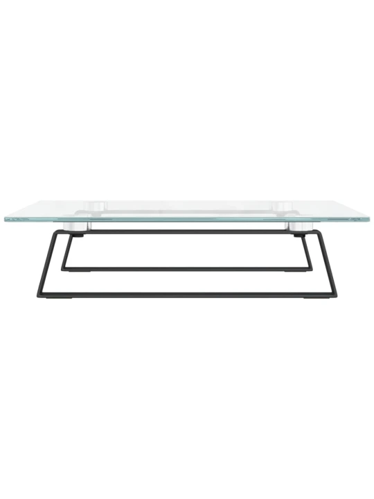 Monitoriaus stovas, juodas, 40x35x8cm, stiklas ir metalas
