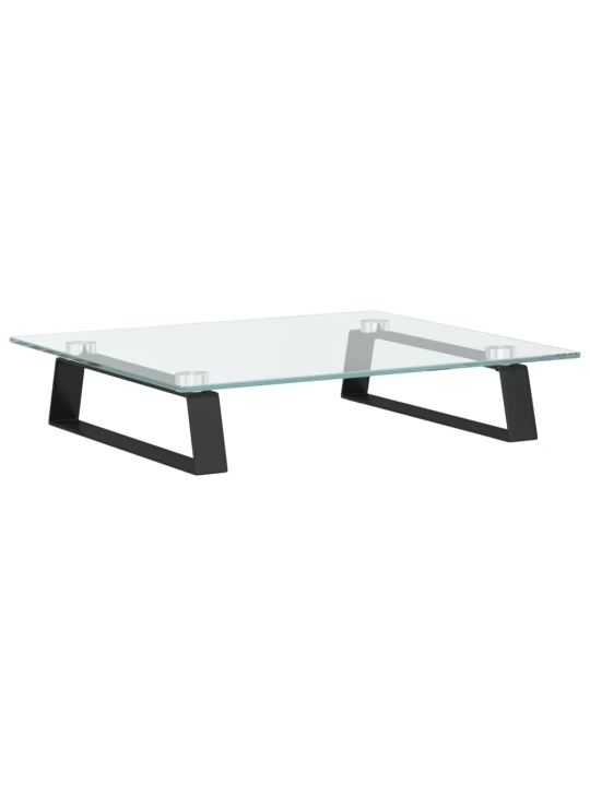 Monitoriaus stovas, juodas, 40x35x8cm, stiklas ir metalas