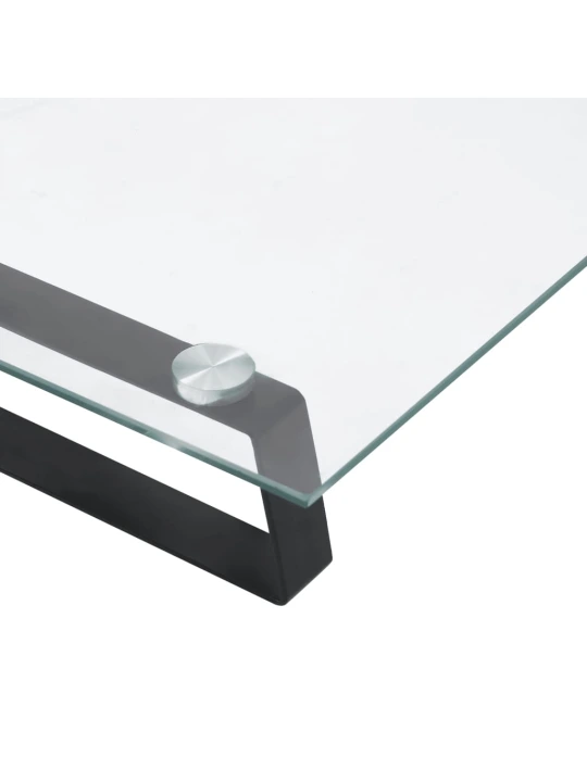 Monitoriaus stovas, juodas, 40x35x8cm, stiklas ir metalas