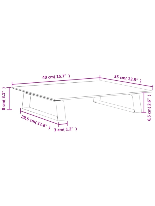 Monitoriaus stovas, juodas, 40x35x8cm, stiklas ir metalas