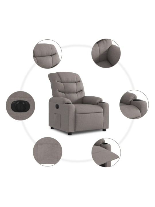 Elektrinis atlošiamas krėslas, taupe spalvos, audinys