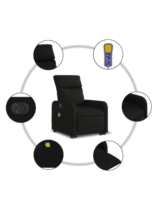 Atsistojantis elektrinis masažinis krėslas, juodas, audinys