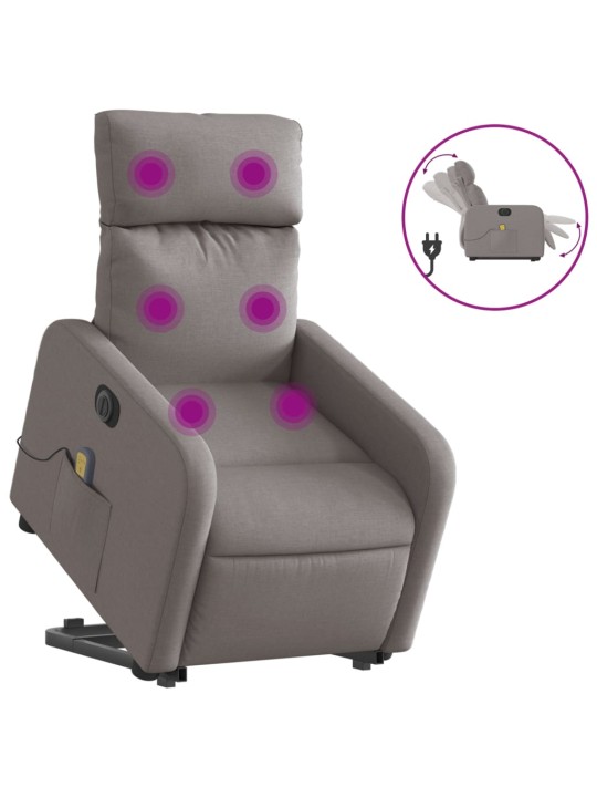 Atsistojantis elektrinis masažinis krėslas, taupe, audinys