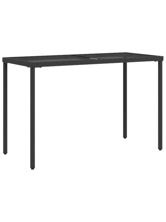 Stalas su stikliniu stalviršiu, juodas, 115x54x74cm, ratanas