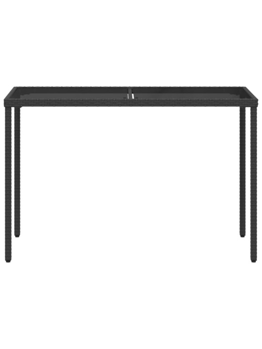 Stalas su stikliniu stalviršiu, juodas, 115x54x74cm, ratanas