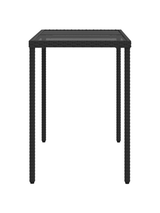 Stalas su stikliniu stalviršiu, juodas, 115x54x74cm, ratanas