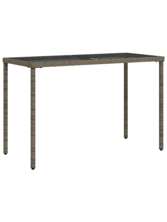 Stalas su stikliniu stalviršiu, pilkas, 115x54x74cm, PE ratanas