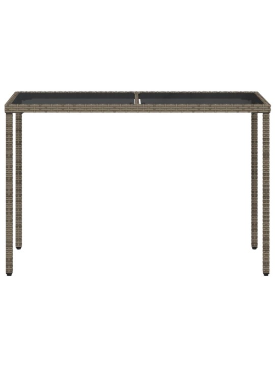 Stalas su stikliniu stalviršiu, pilkas, 115x54x74cm, PE ratanas