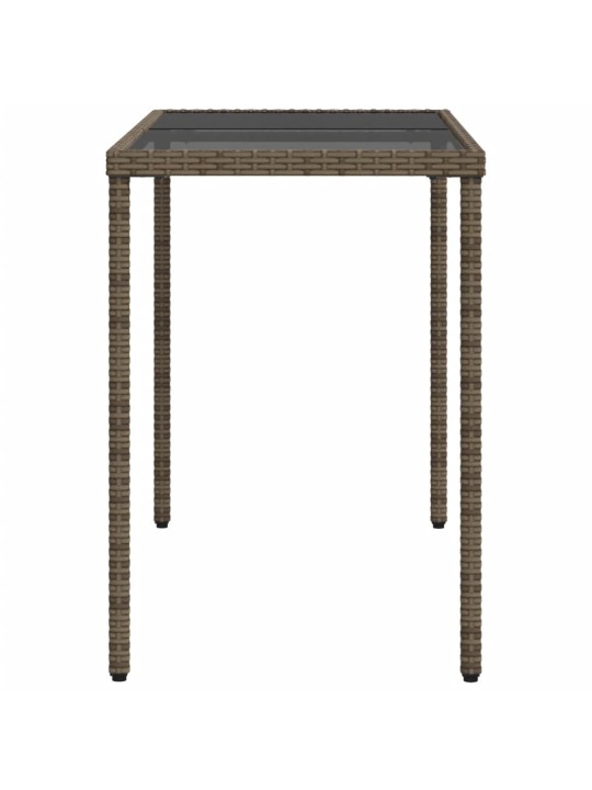 Stalas su stikliniu stalviršiu, pilkas, 115x54x74cm, PE ratanas