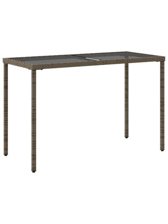 Stalas su stikliniu stalviršiu, pilkas, 115x54x74cm, PE ratanas