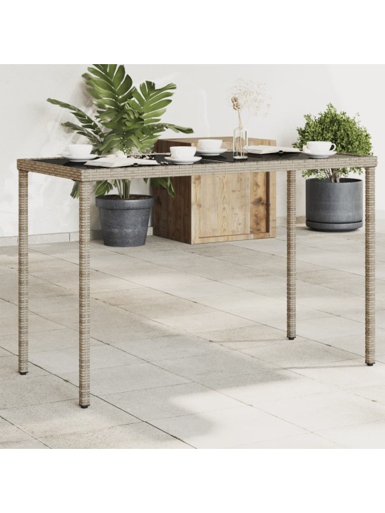 Stalas su stikliniu stalviršiu, pilkas, 115x54x74cm, PE ratanas