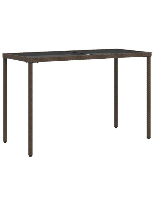Stalas su stikliniu stalviršiu, rudas, 115x54x74cm, poliratanas