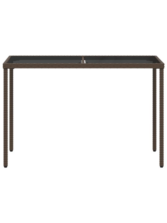 Stalas su stikliniu stalviršiu, rudas, 115x54x74cm, poliratanas