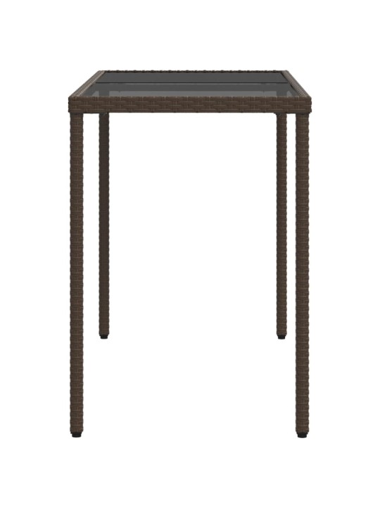 Stalas su stikliniu stalviršiu, rudas, 115x54x74cm, poliratanas